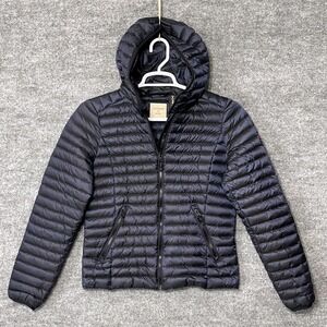 Superdry Womens Core Down Hooded Puffer Jacket Midnight Blue Slim Fit Small